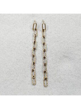 Mia Fiore Sterling Silver Earrings Dangle Paperclip Chain 18kt GP Italy 2.5"